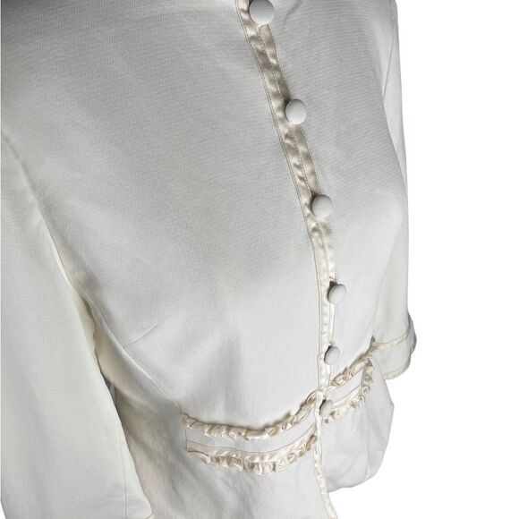 Doncaster collection cropped off white light cream button up jacket approx XXS - Picture 3 of 10